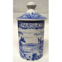 SPODE BLUE ROOM SPICE OR HERB JAR – PARSLEY – AEASOP'S FABLES PATTERN